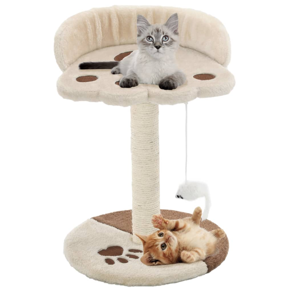 Premium Cat Tree with Sisal Scratching Post, 40 cm, Beige and Brown – Ideal for Kittens