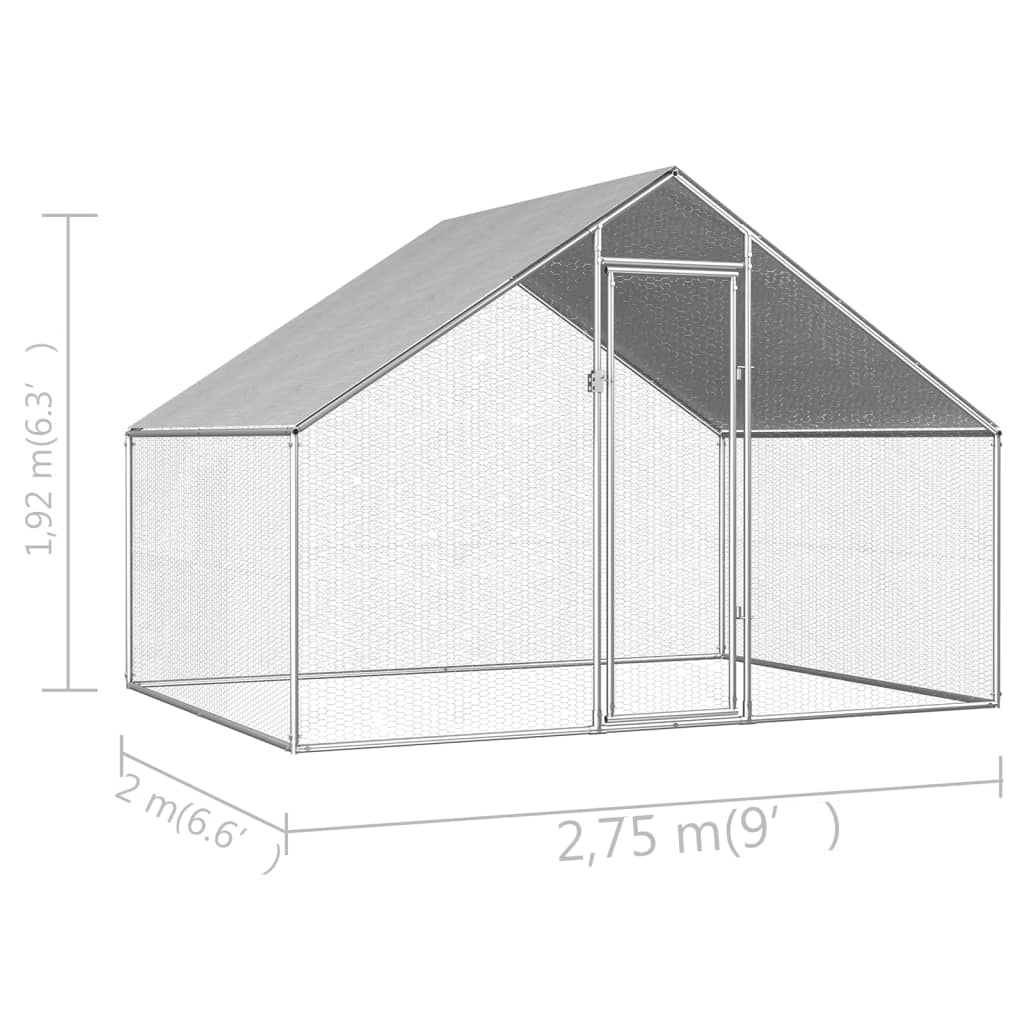 Outdoor Chicken Cage 2.75x2x1.92 m Galvanised Steel