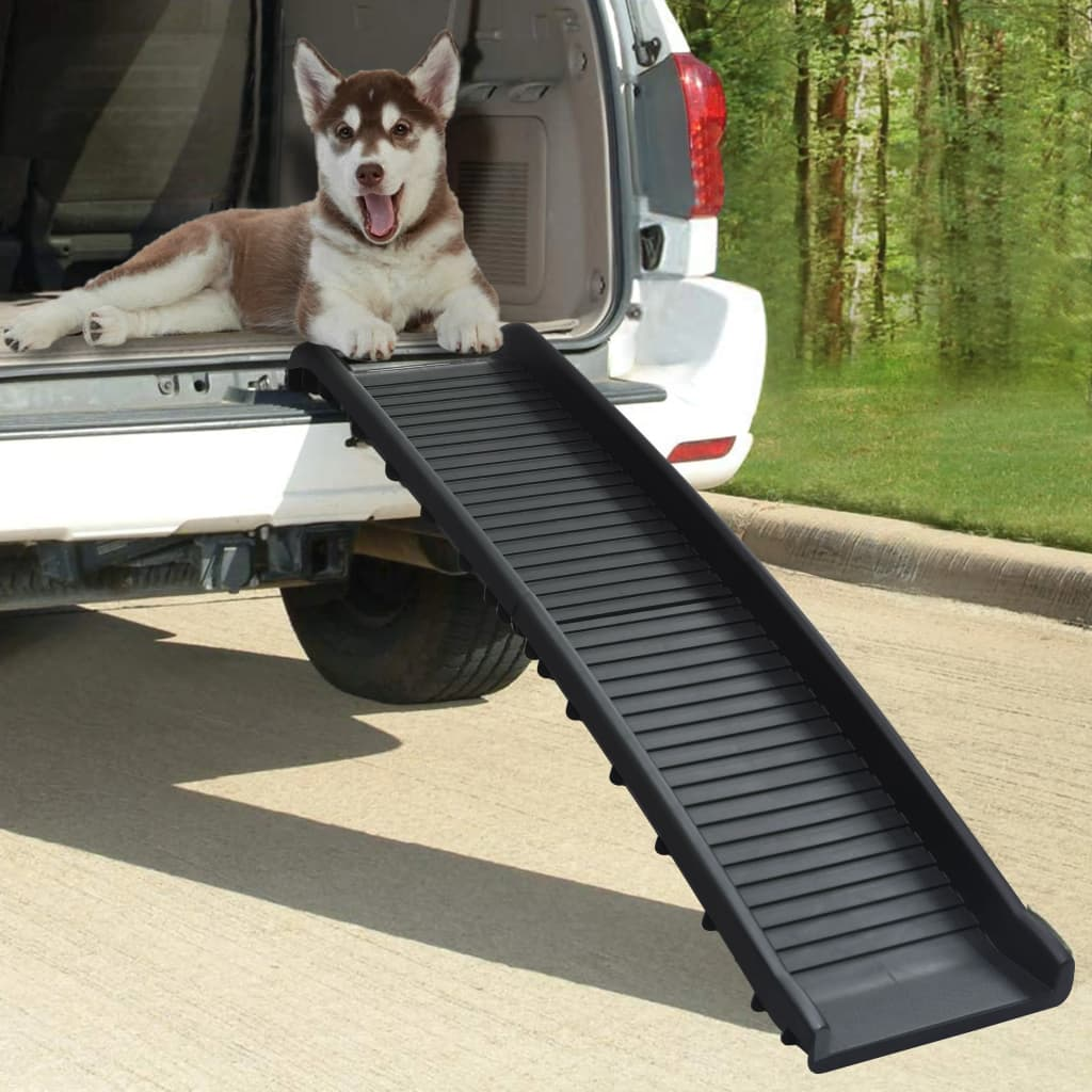 Folding Dog Ramp - Black, 155.5x40x15.5 cm | Portable and Durable Pet Ramp