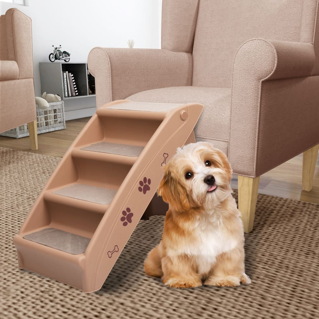 Folding Dog Stairs Brown 62x40x49.5 cm