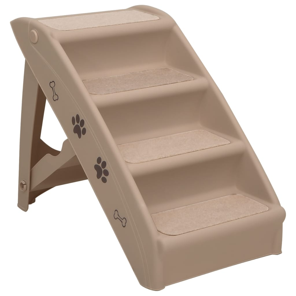 Folding Dog Stairs Brown Lightweight Non Skid Pet Steps