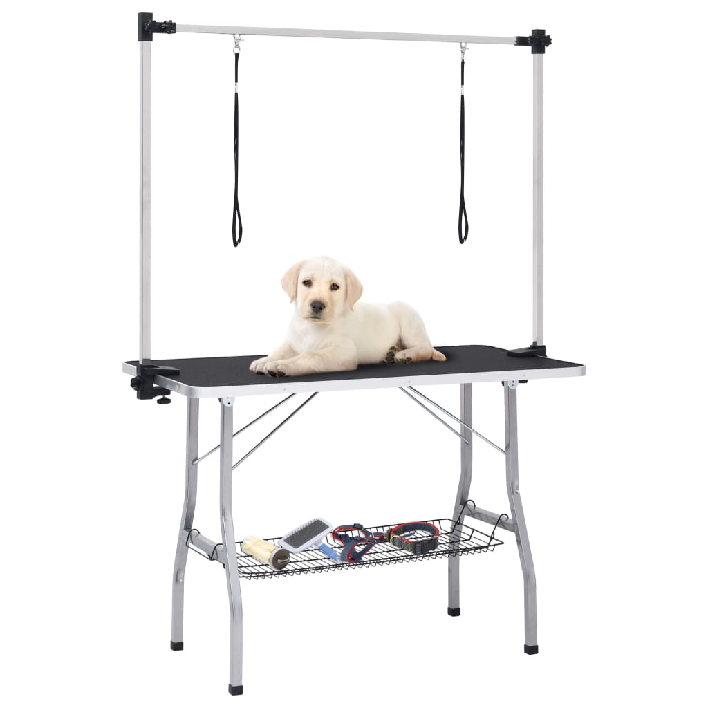 Adjustable Dog Grooming Table with 2 Loops and Basket – Perfect for Home & Professional Grooming