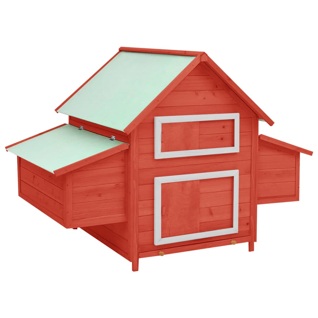 Premium Chicken Coop Red and White - 152x96x110 cm | Solid Firwood Hen House