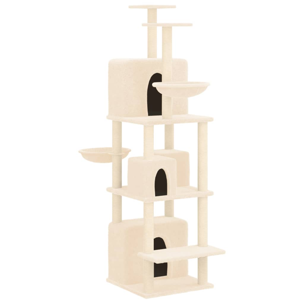 Cat Tree with Sisal Scratching Posts Cream 180 cm