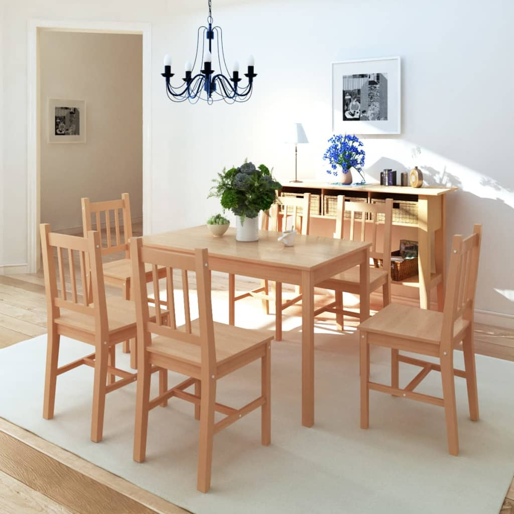 7 Piece Dining Set Pinewood