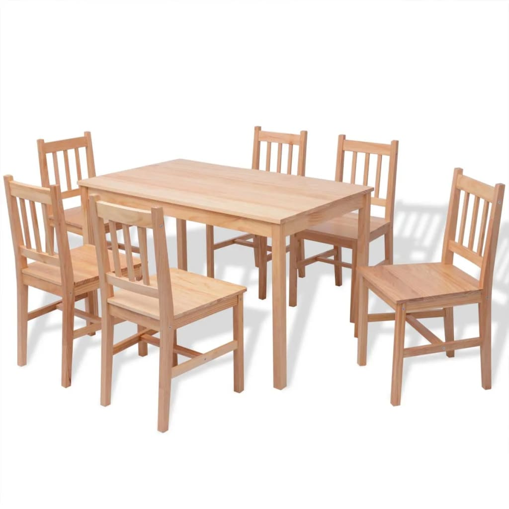 7 Piece Dining Set Pinewood