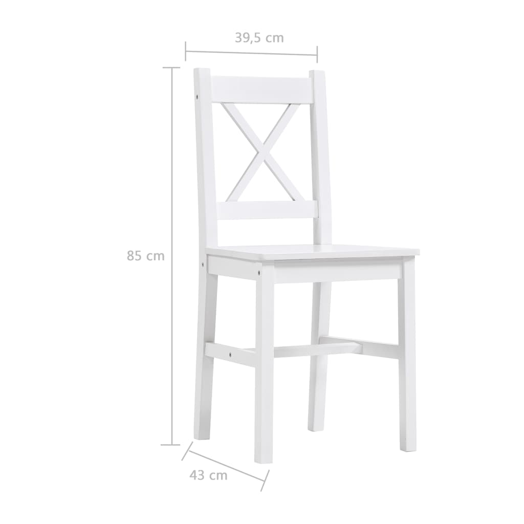 7 Piece Dining Set Pinewood White