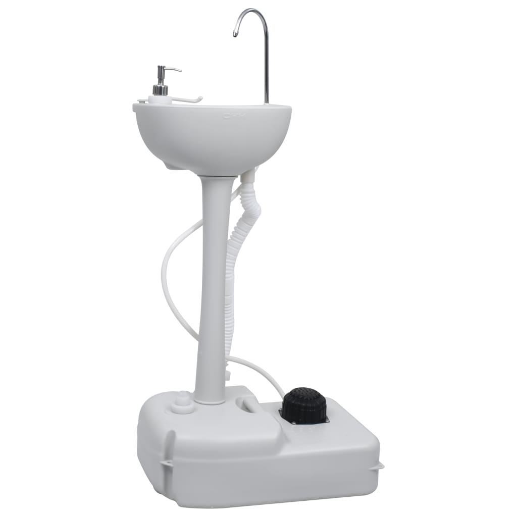 Portable Camping Handwash Stand - 20L Grey | Outdoor Sink with Foot Pump & Wheels