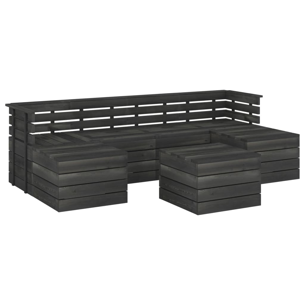 7 Piece Garden Pallet Lounge Set Solid Pinewood Dark Grey