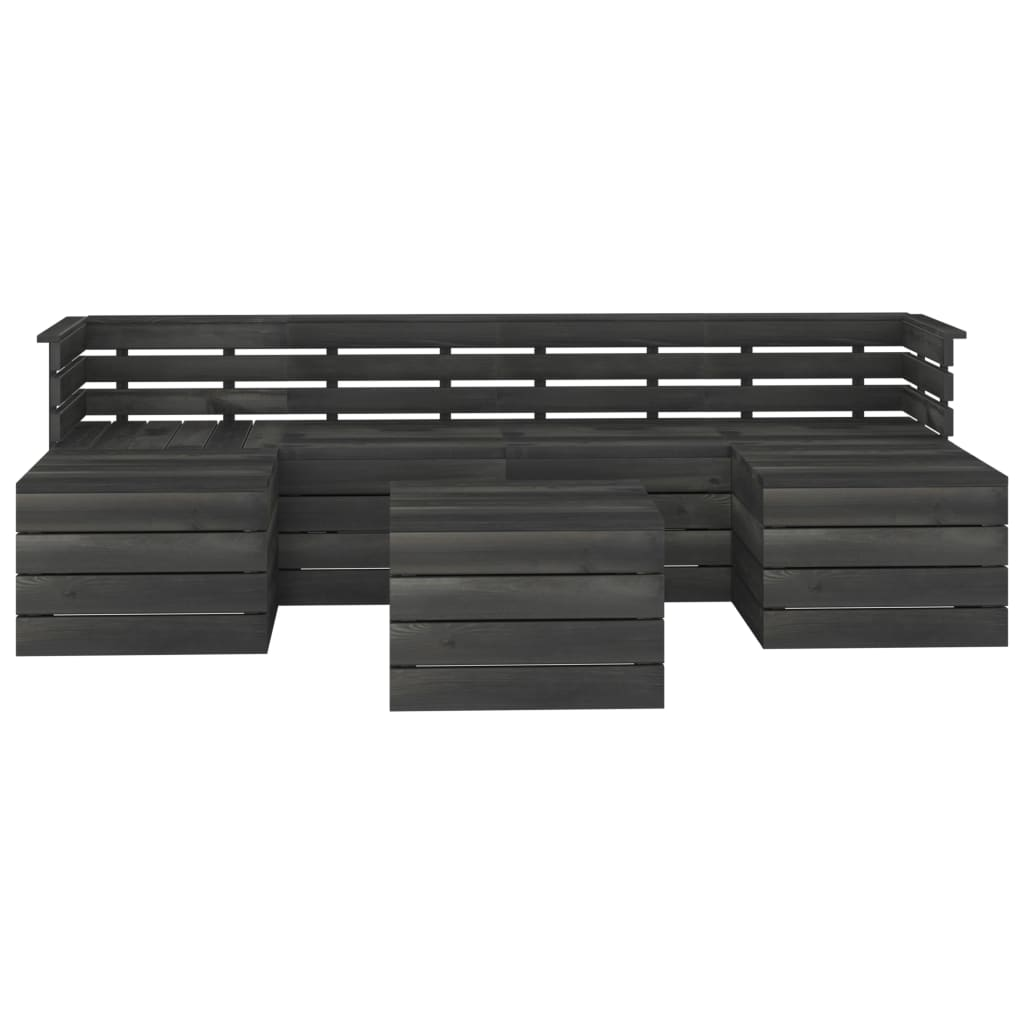 7 Piece Garden Pallet Lounge Set Solid Pinewood Dark Grey