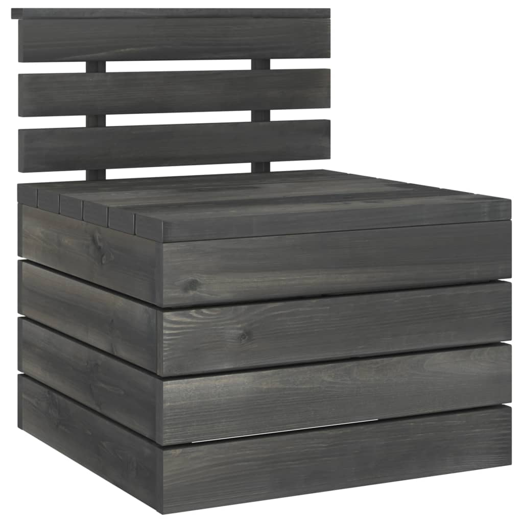 7 Piece Garden Pallet Lounge Set Solid Pinewood Dark Grey