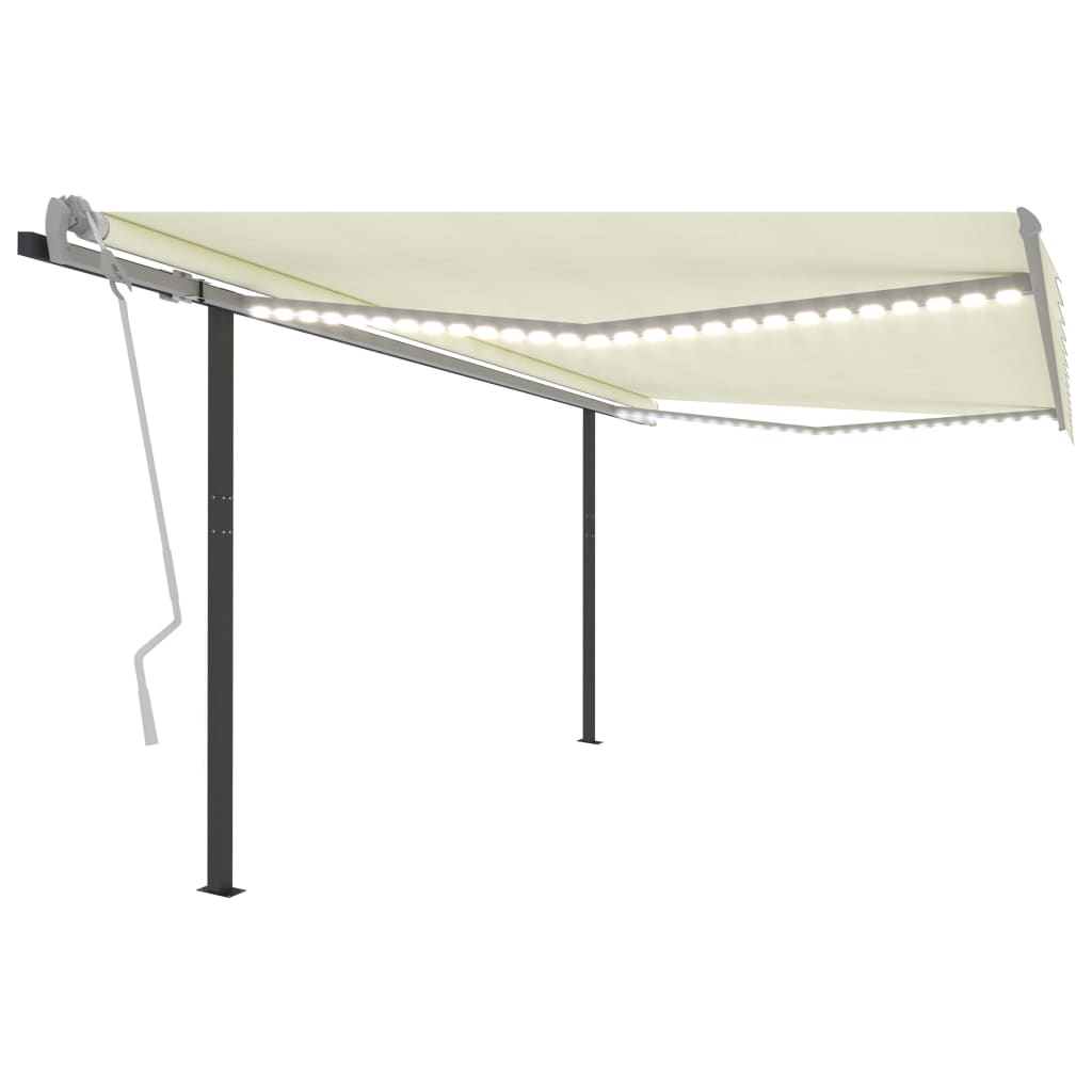 Manual Retractable Awning with LED 4x3 m Cream