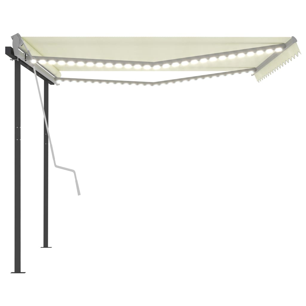 Manual Retractable Awning with LED 4x3 m Cream