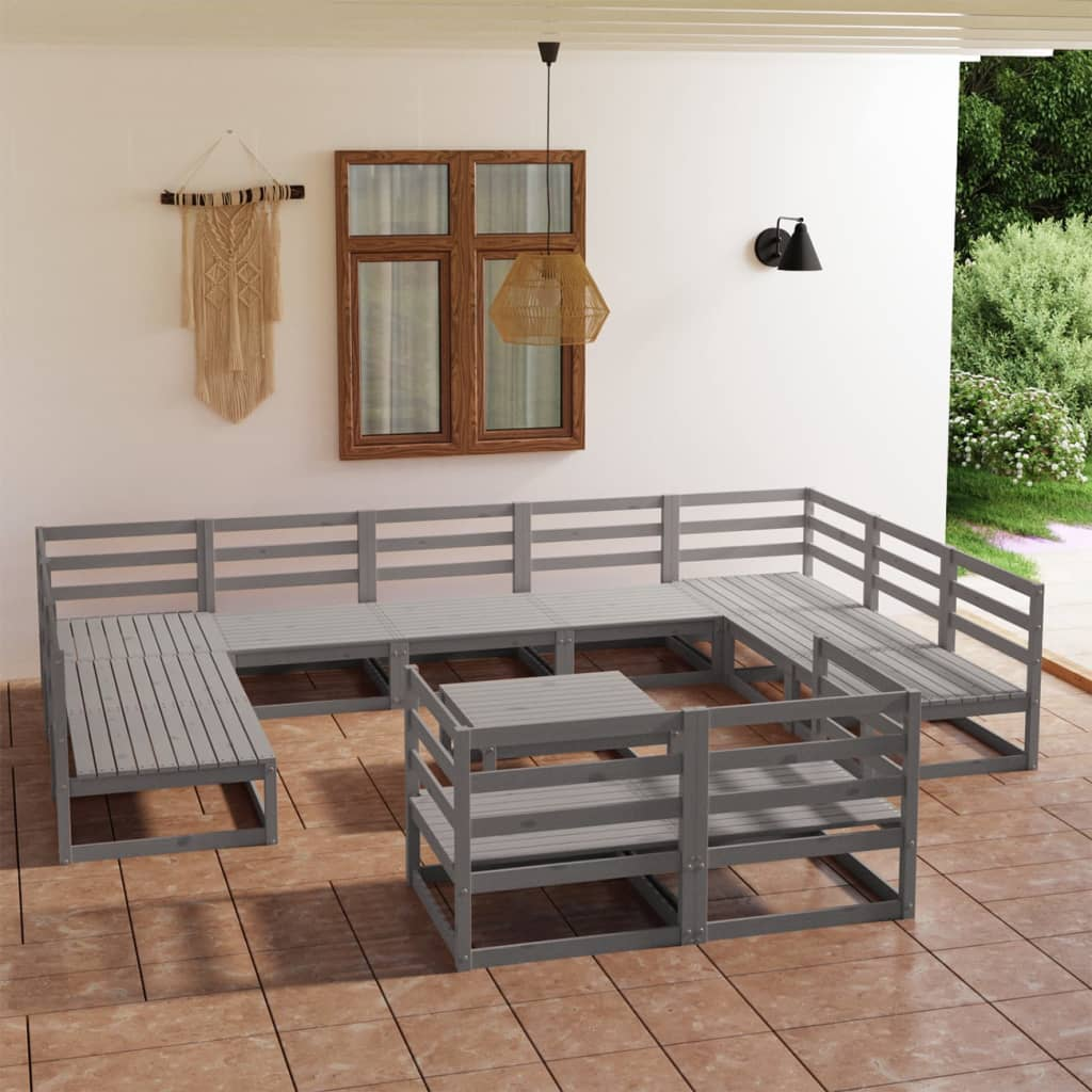 12 Piece Garden Lounge Set Solid Pinewood