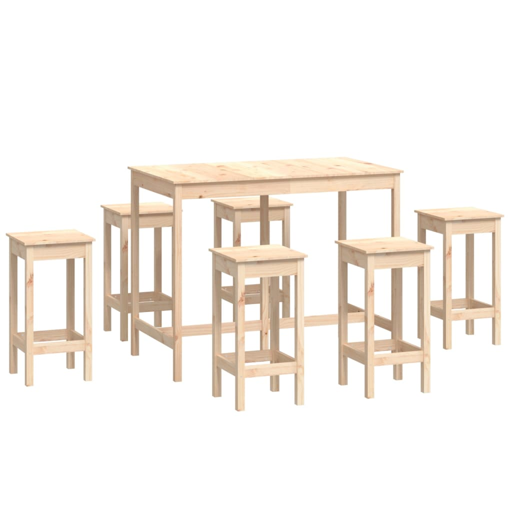 7 piece bar set solid wood pine