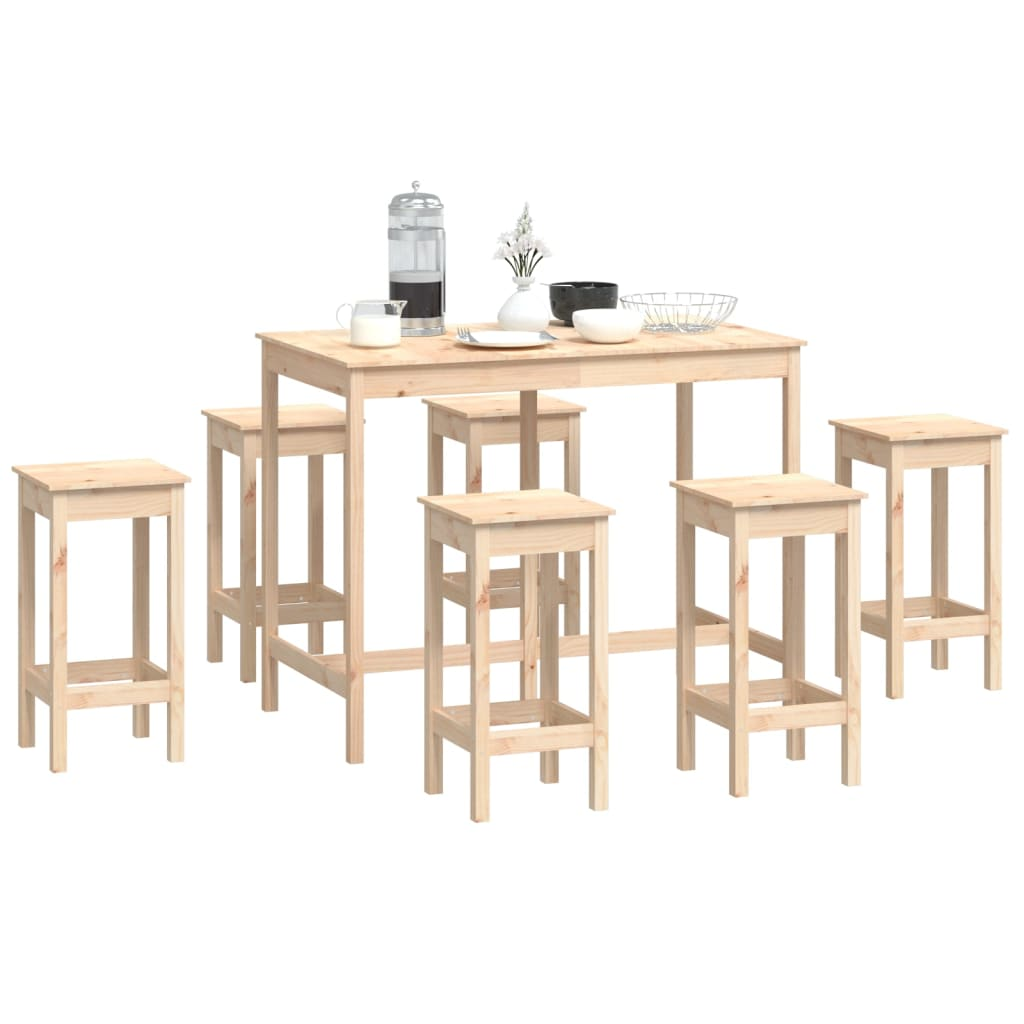 7 piece bar set solid wood pine