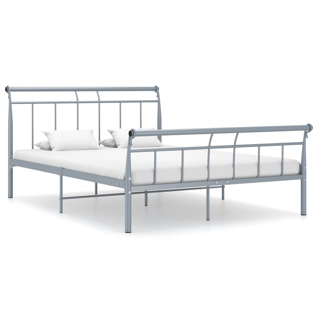 Bed Frame Grey Metal 140x200 cm