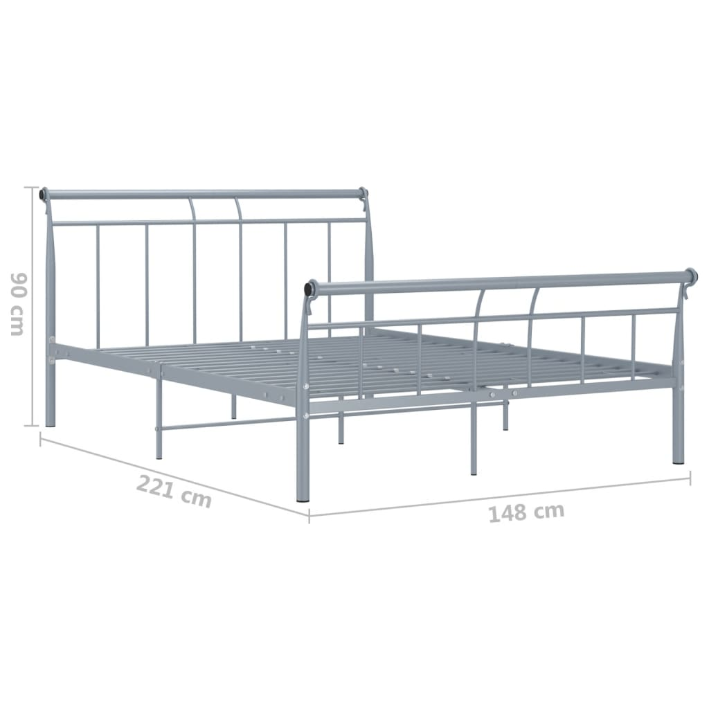 Bed Frame Grey Metal 140x200 cm