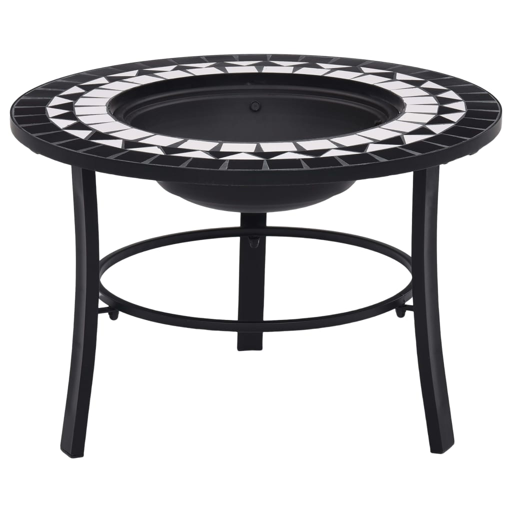 Mosaic Fire Pit - Black and White, 68cm Ceramic | Outdoor Heating & Decor