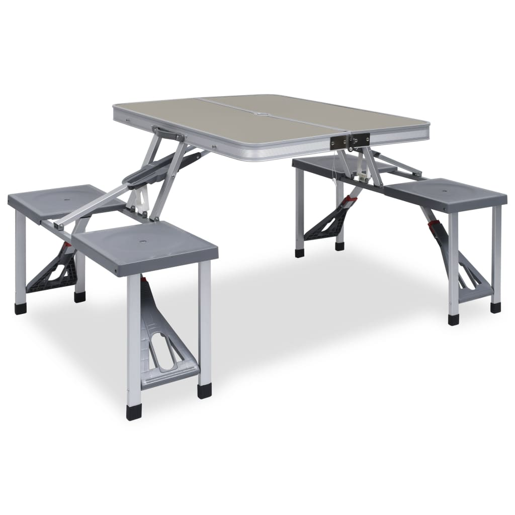 Portable Folding Camping Table with 4 Seats | Steel & Aluminum | Lightweight Picnic Table Set