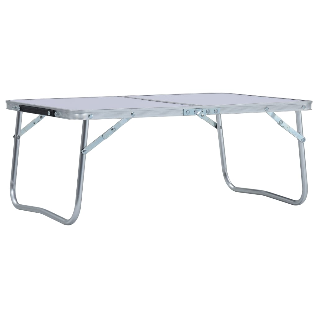 Portable Folding Camping Table - Lightweight White Aluminium 60x40 cm - Ideal for Outdoor Activities