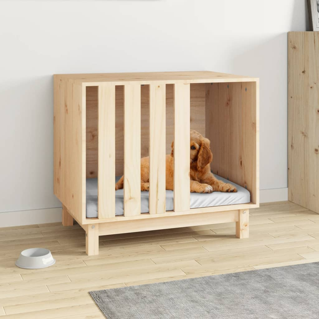 Rustic Solid Pine Wood Dog House 70x50x62 cm - Durable and Cozy Shelter for Your Pet