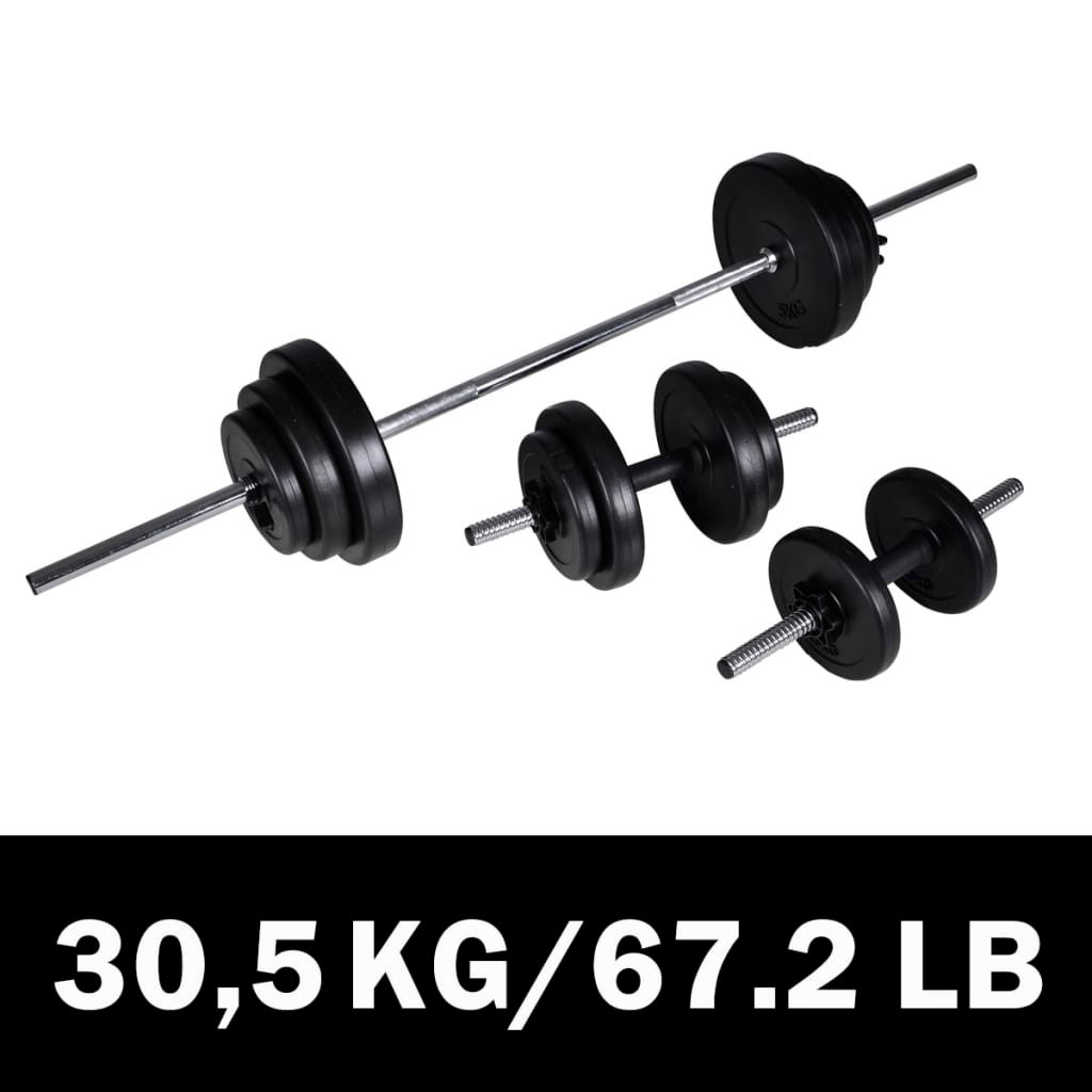 Barbell + 2 Dumbbell Set 30.5kg - Home Gym Fitness Equipment