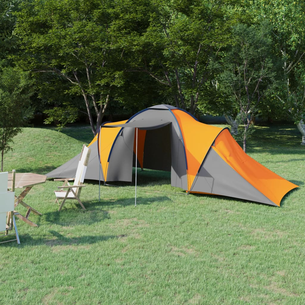 Camping Tent 6 Persons Grey and Orange