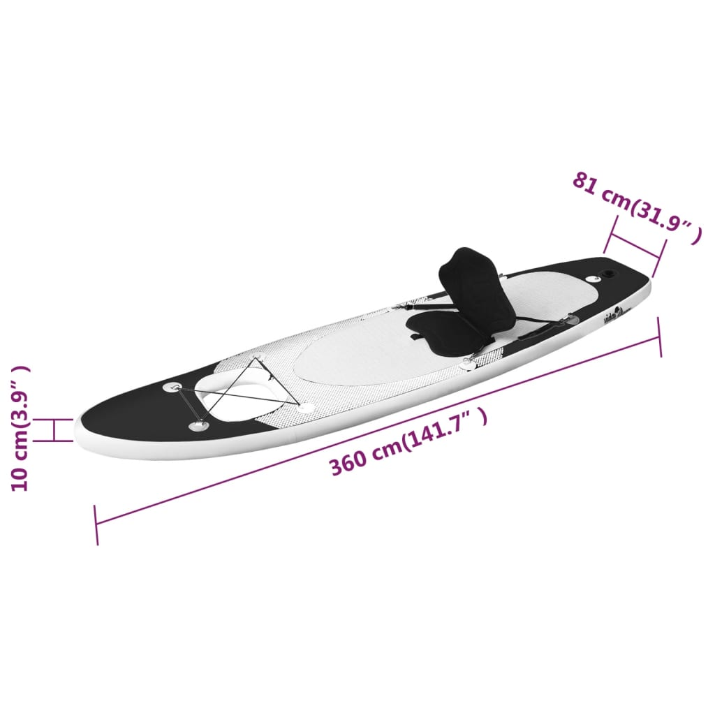 Inflatable Stand Up Paddle Board Set Black 360x81x10 cm