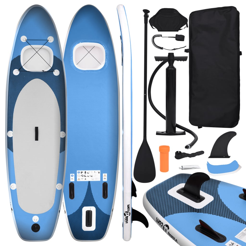 Inflatable Stand Up Paddle Board Set - Sea Blue, 360x81x10 cm | Perfect for Learning, Recreation, and Small Waves