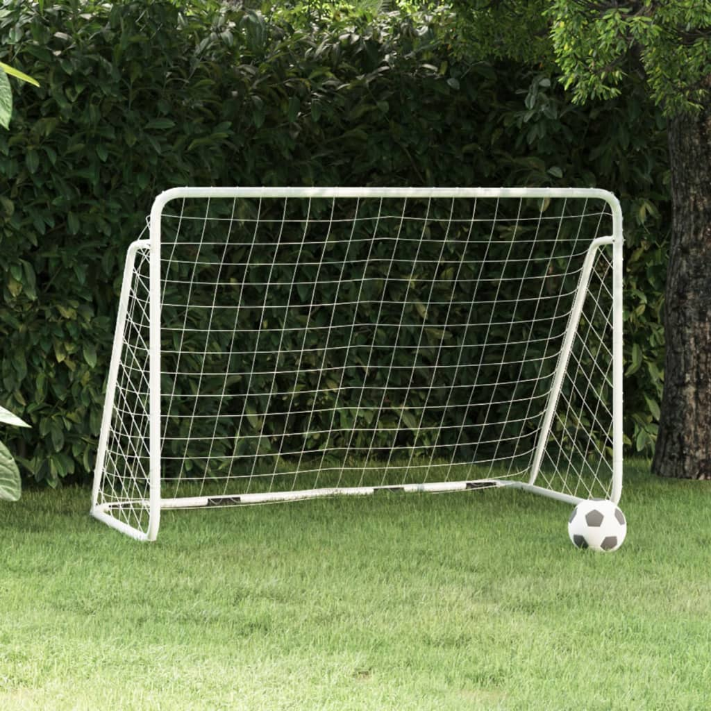 Durable Steel Football Goal with Net - White 180x90x120 cm | Weather-Resistant Soccer Goal for Adults