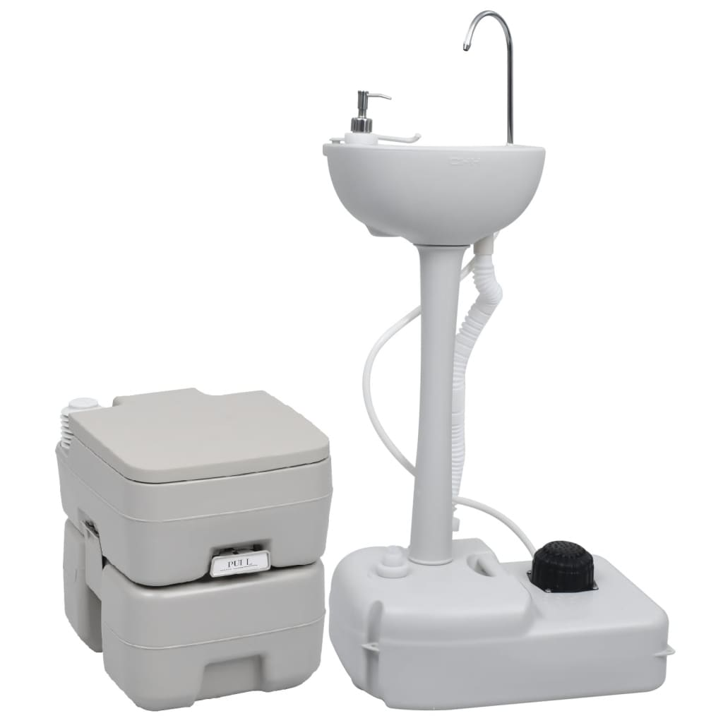 Portable Camping Toilet and Handwash Stand Set - Ideal for Camping, RV Trips, and Outdoor Events