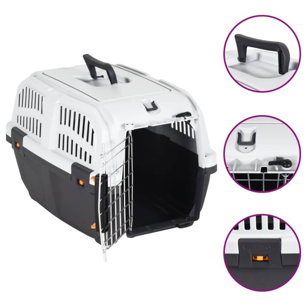 Durable Pet Carrier with Metal Door, 48x31.5x31 cm, Lightweight Polypropylene - Perfect for Cats, Dogs, and Rabbits