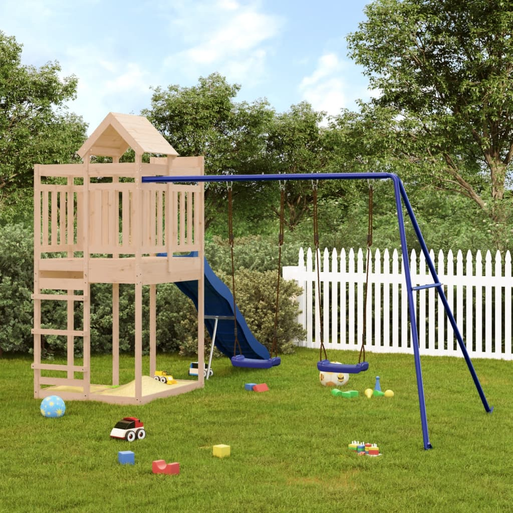 Premium Outdoor Playset Made from Solid Pine Wood - Perfect Backyard Playground