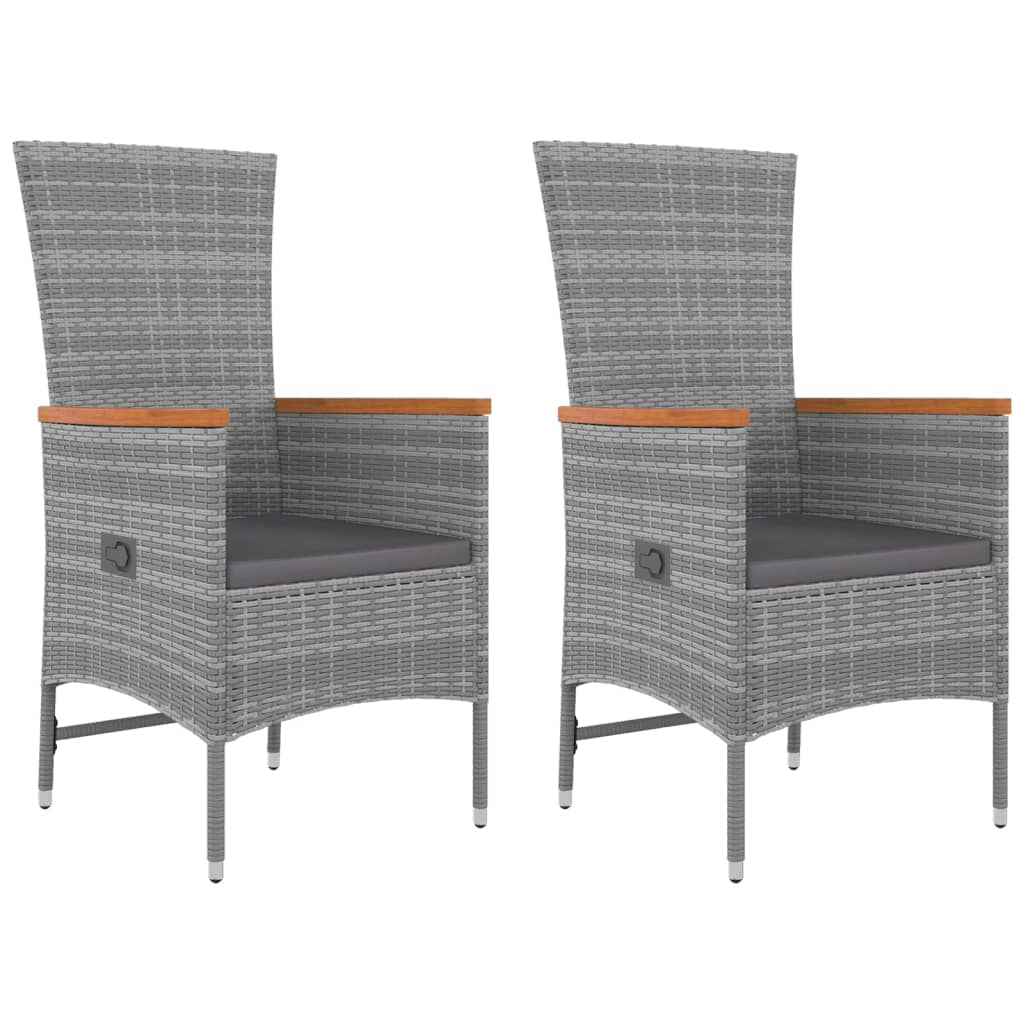 3 Piece Garden Lounge Set Grey Poly Rattan&Solid Wood Acacia