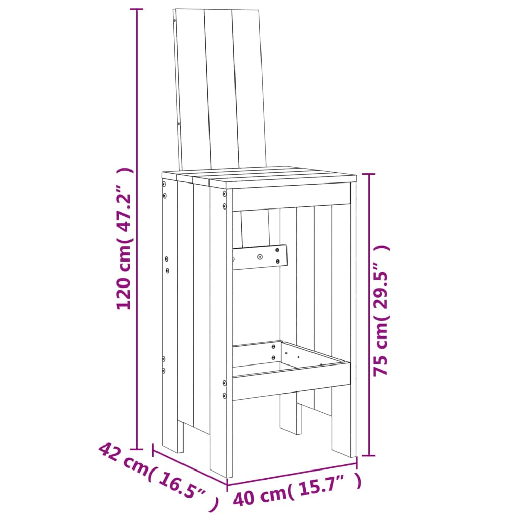 5 Piece Garden Bar Set Grey Solid Wood Pine