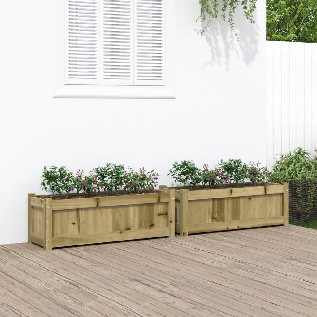 Garden Planters 2 pcs Impregnated Wood Pine 90x31x31 cm