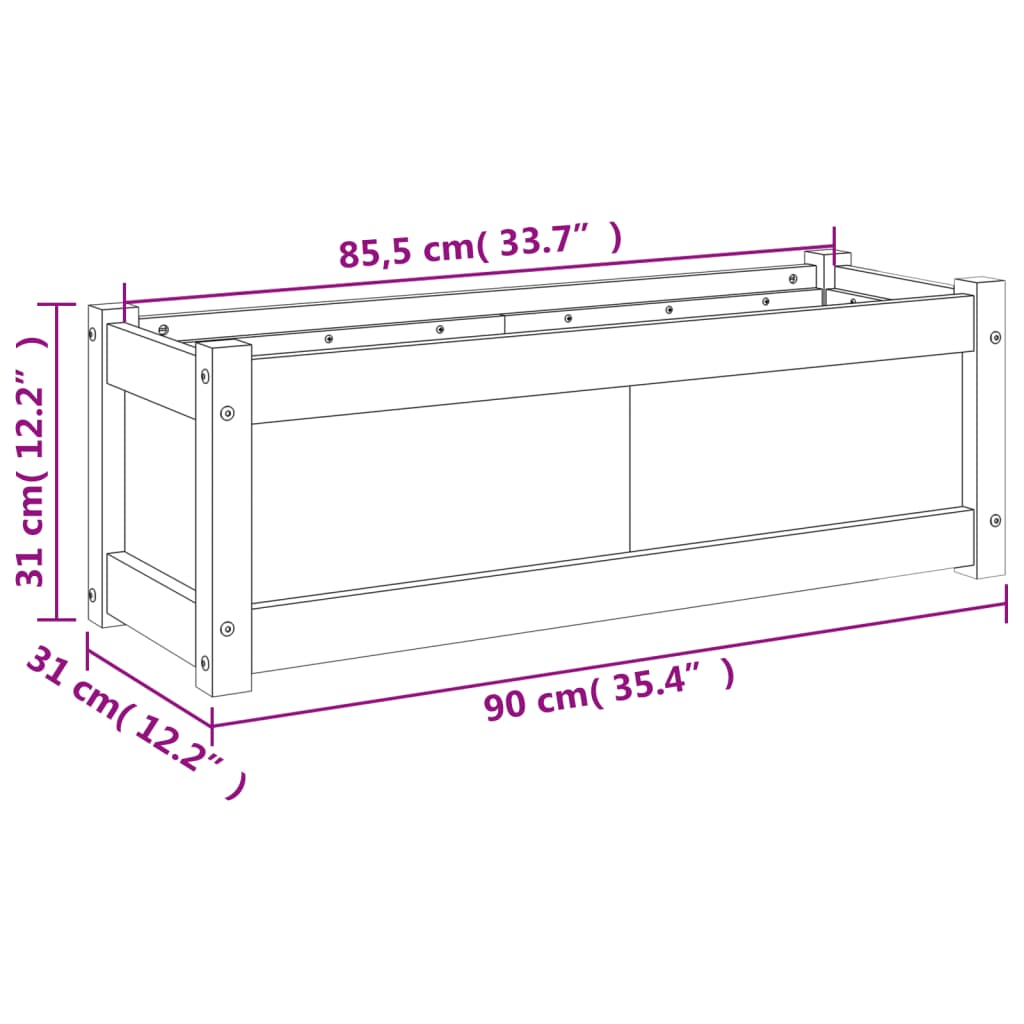 Garden Planters 2 pcs Impregnated Wood Pine 90x31x31 cm