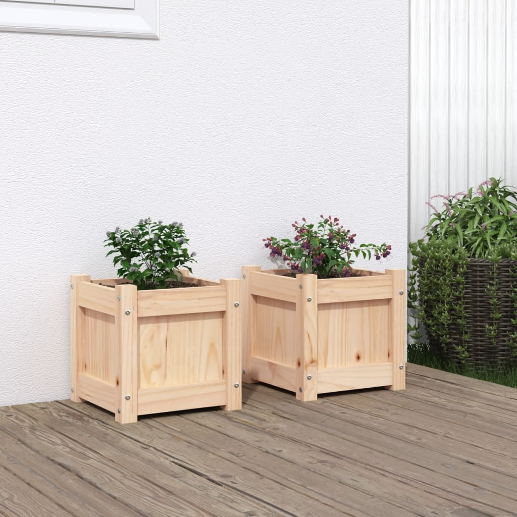 Garden Planters 2 pcs Solid Wood Pine 31 x 31 x 31 cm