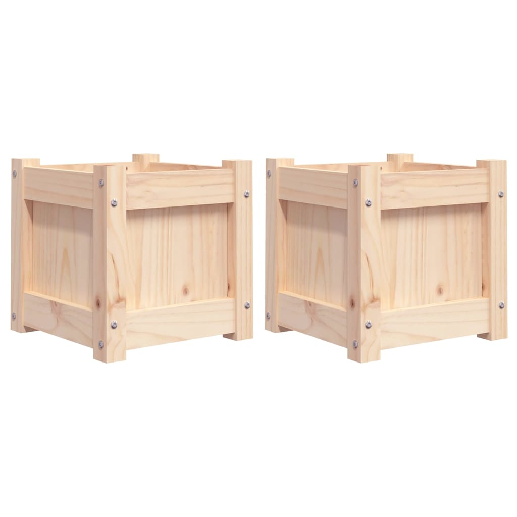 Garden Planters 2 pcs Solid Wood Pine 31 x 31 x 31 cm