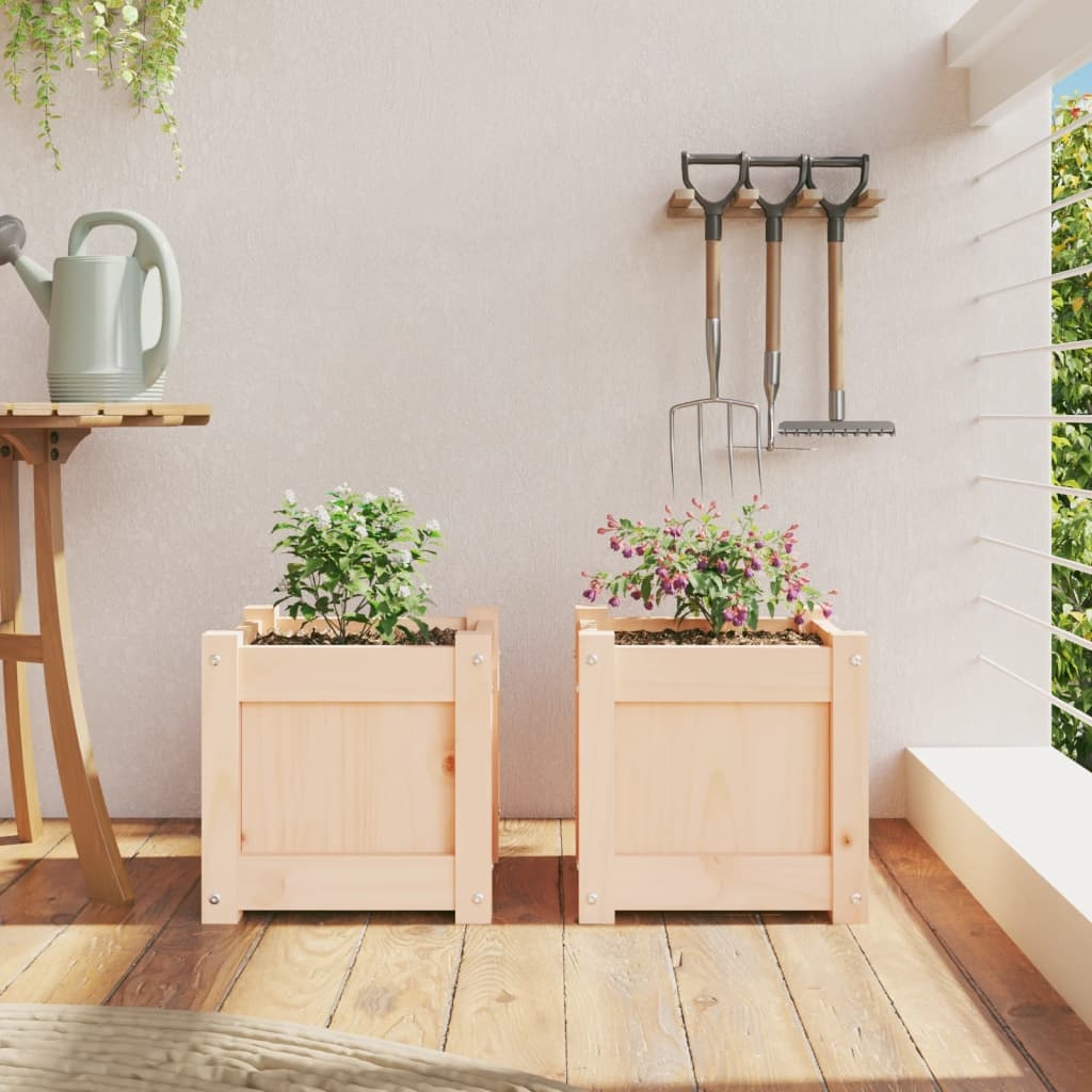 Garden Planters 2 pcs Solid Wood Pine 31 x 31 x 31 cm