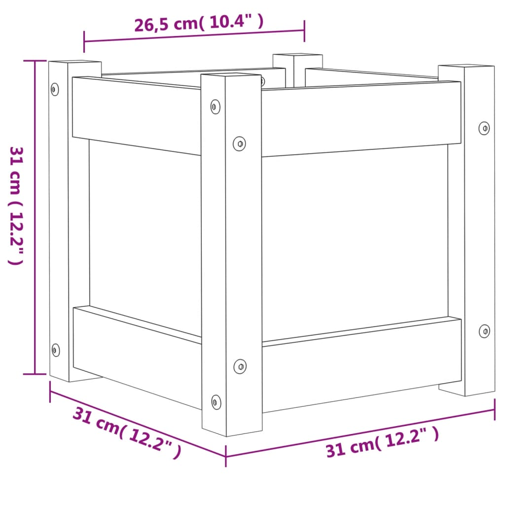 Garden Planters 2 pcs Solid Wood Pine 31 x 31 x 31 cm