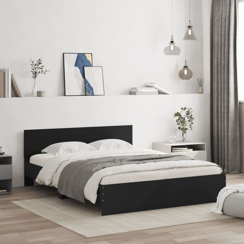 Elegant Black Bed Frame without Mattress - 140x190 cm | Sturdy and Stylish Sleep Solution