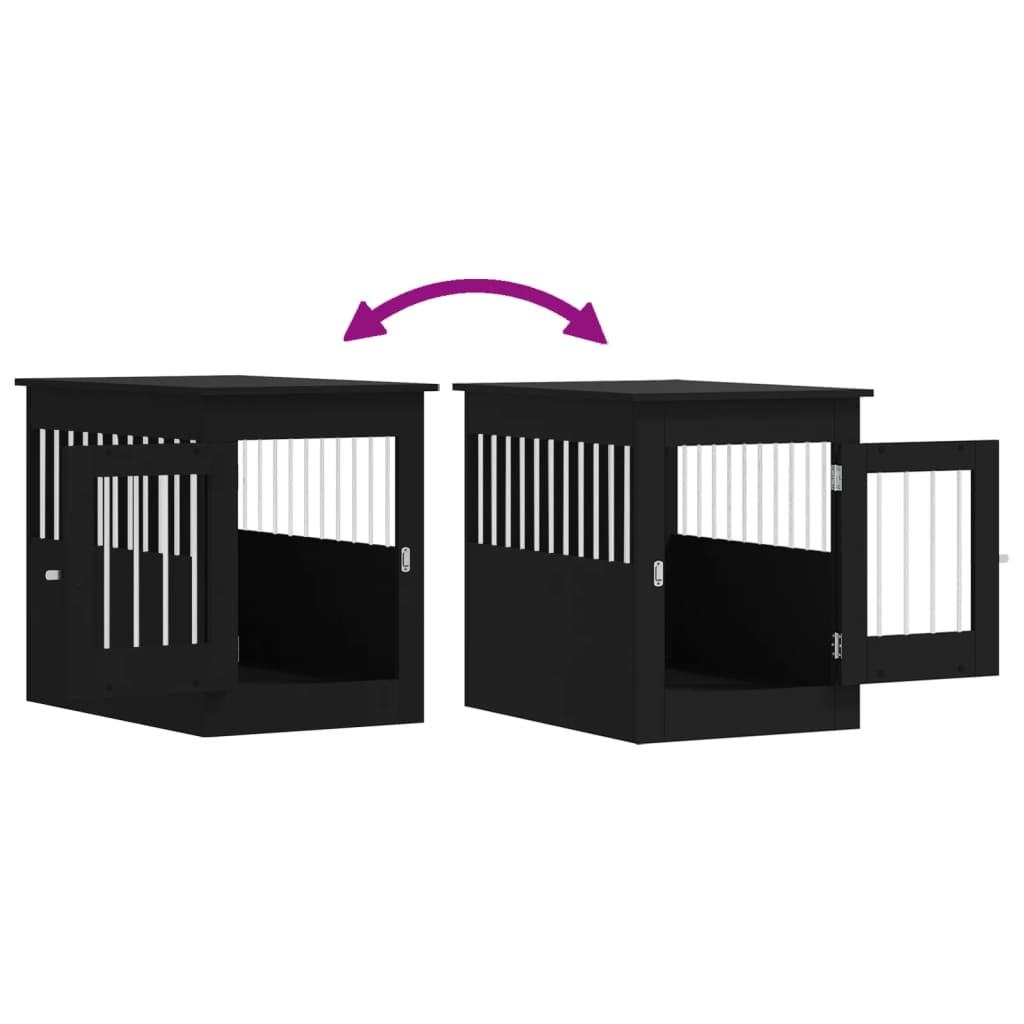 Dog Crate Furniture Black 55x80x68 cm Engineered Wood