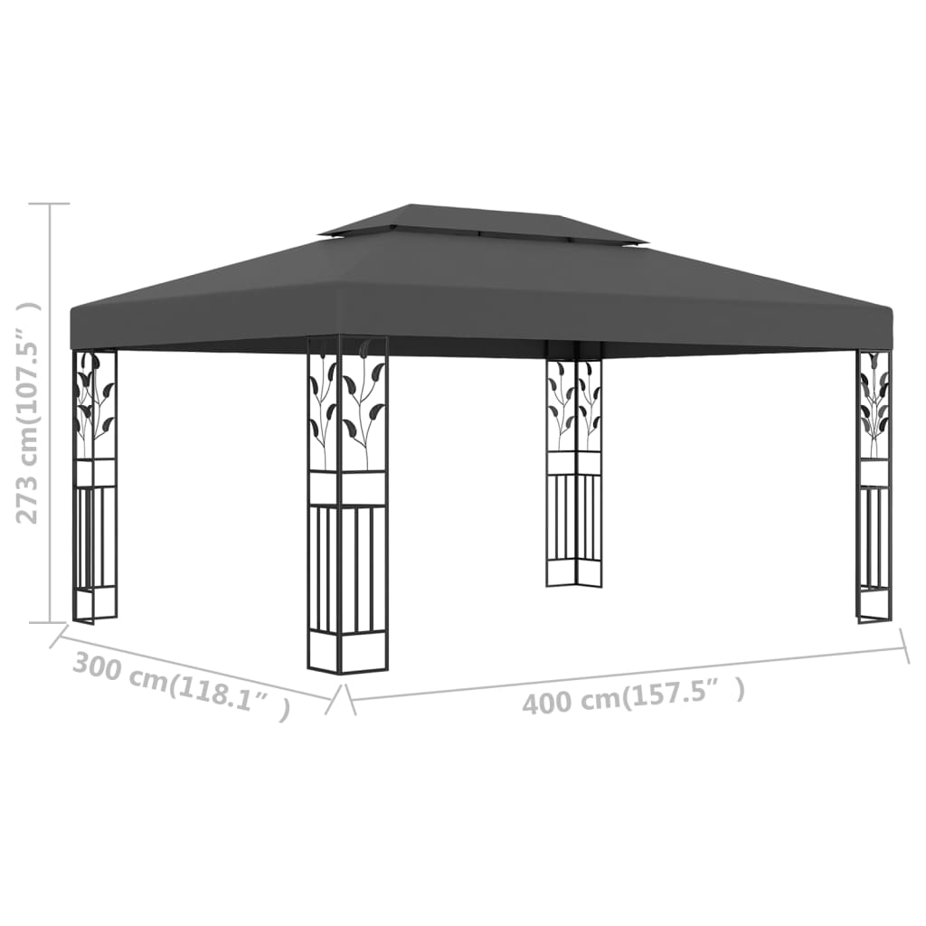 Gazebo with Double Roof 3x4m Anthracite