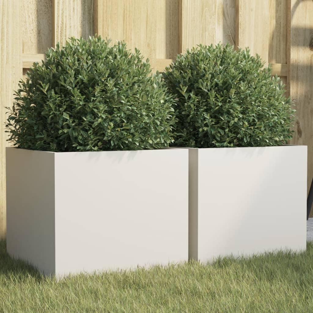 Planters 2 pcs White 32x30x29 cm Steel