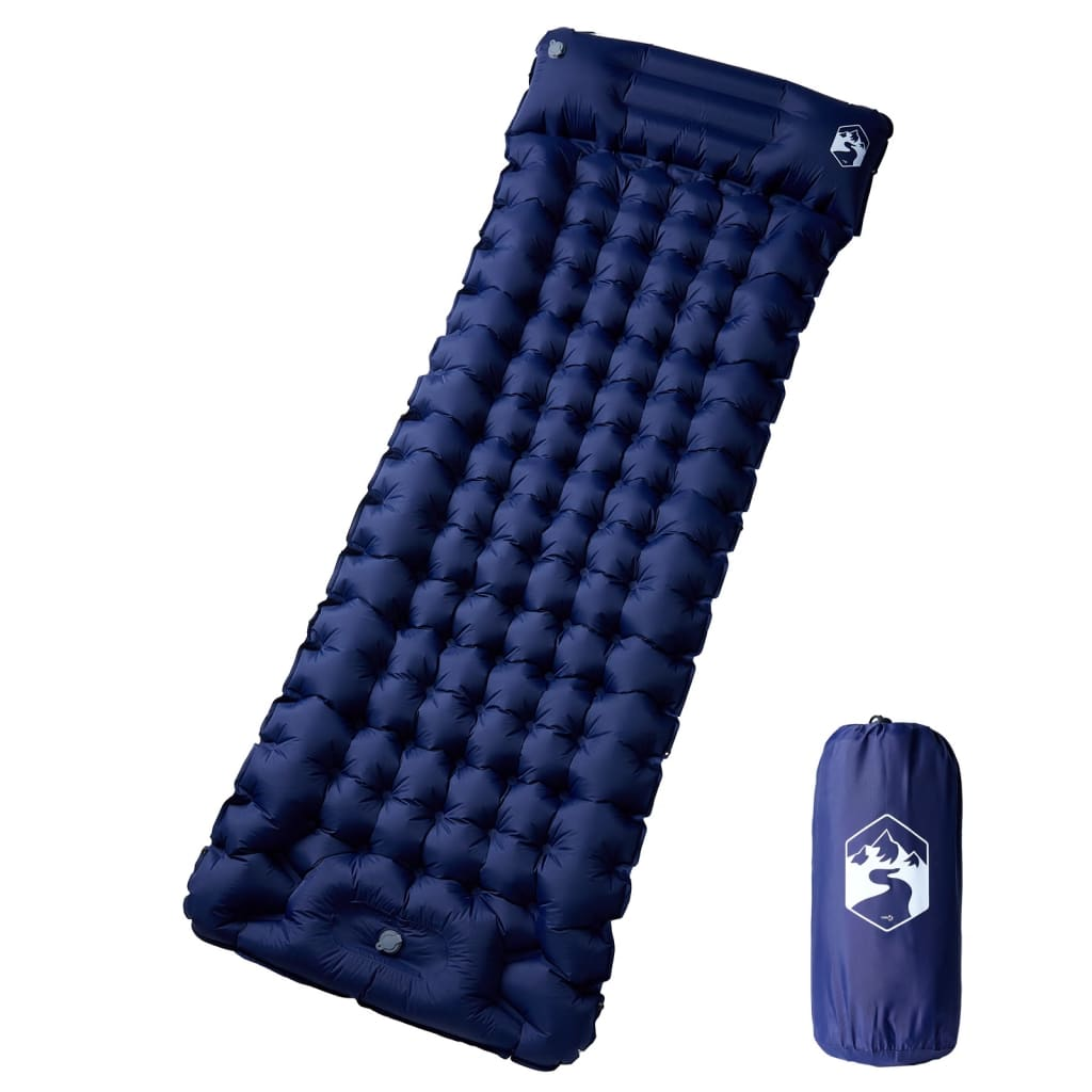 Durable Self Inflating Camping Mattress with Pillow - 1-Person Navy Blue | Quick Inflation & Portable