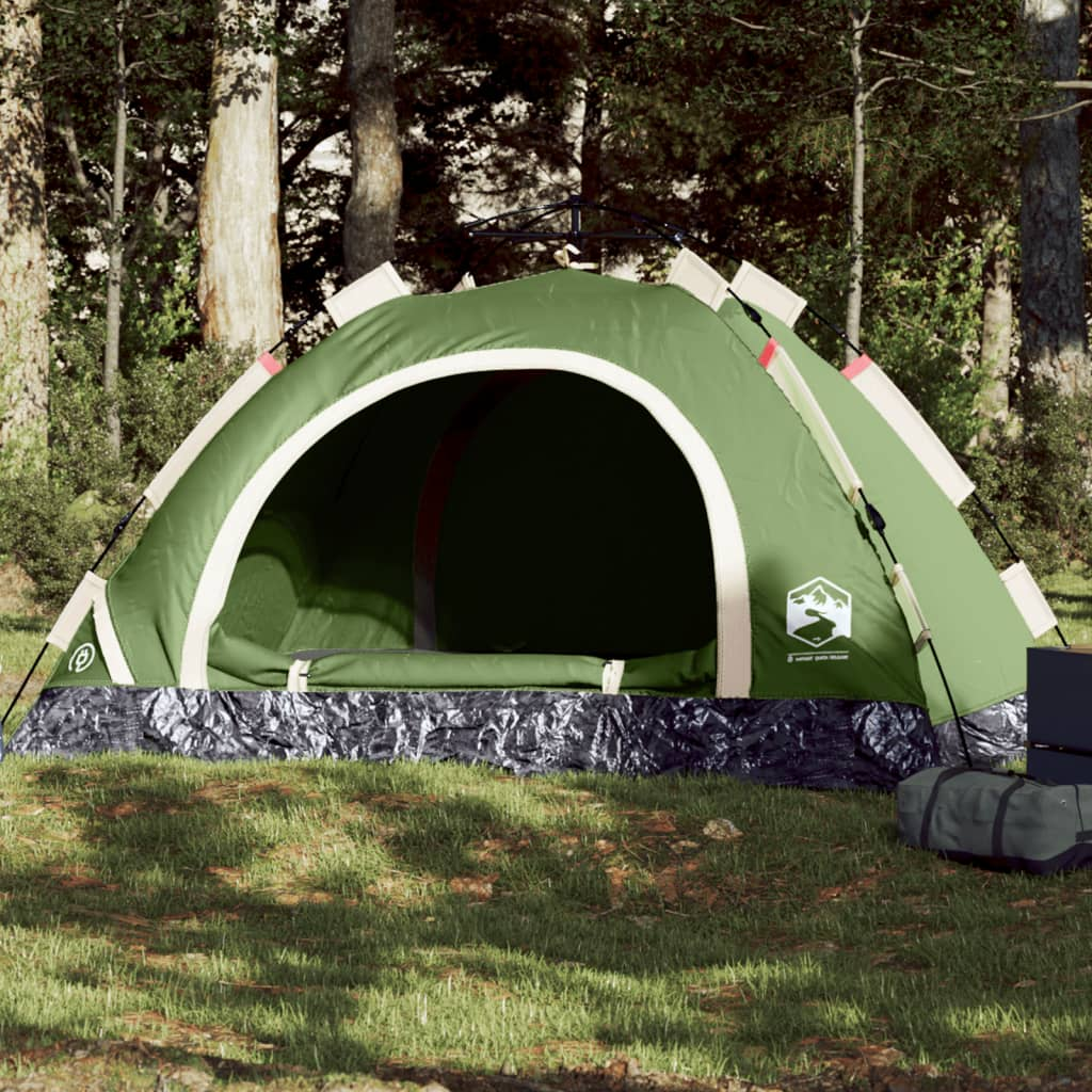 Spacious 3-Person Green Camping Tent with Quick Release - All-Weather, Lightweight & Portable