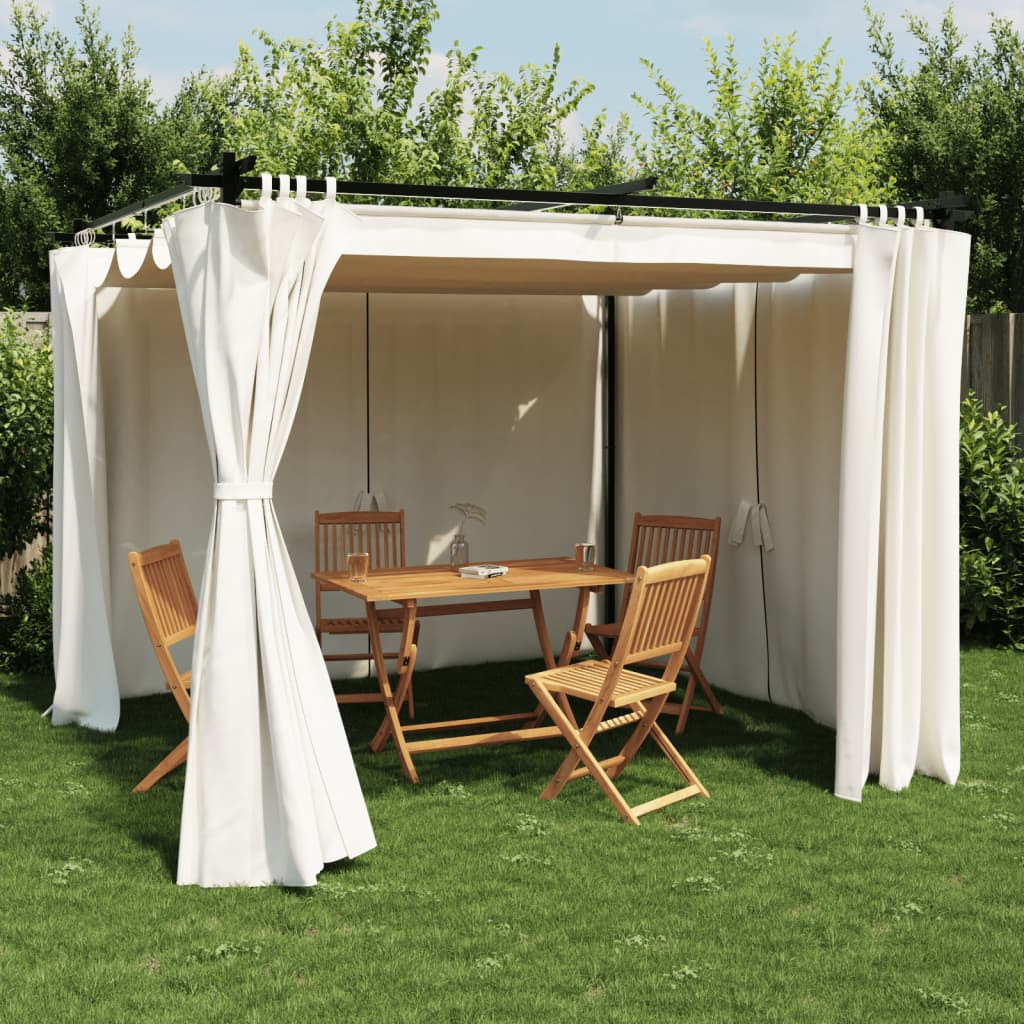 Elegant 3x3 m Steel Gazebo with Curtains - Cream